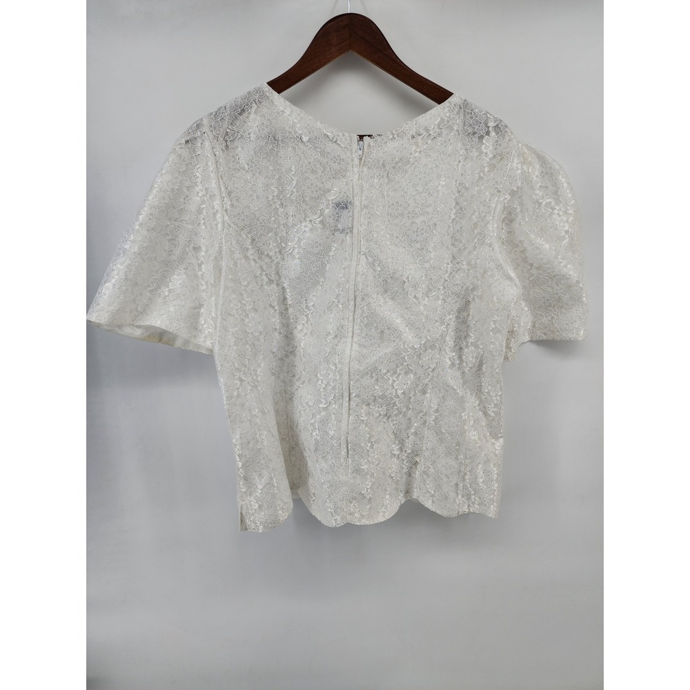 Benet Vintage White Floral Lace Puff Sleeve Blouse Top Size 18 Made in USA‎ - Picture 6 of 7